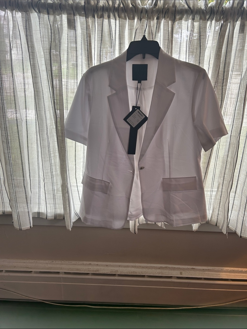 White Short-Sleeve Blazer Jacket - Men